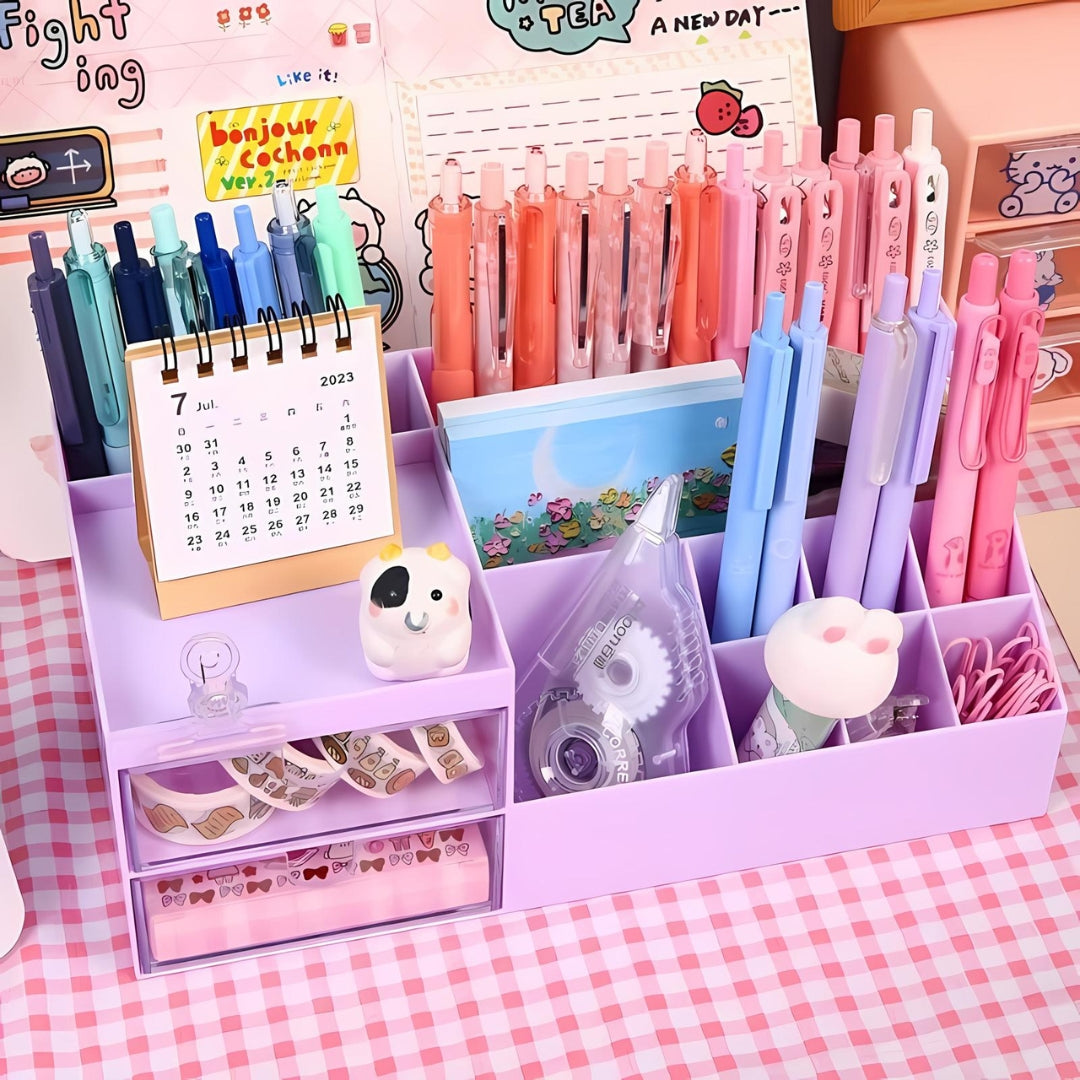 DIY Kawaii Desk Organiser with Stickers - Tinyminymo