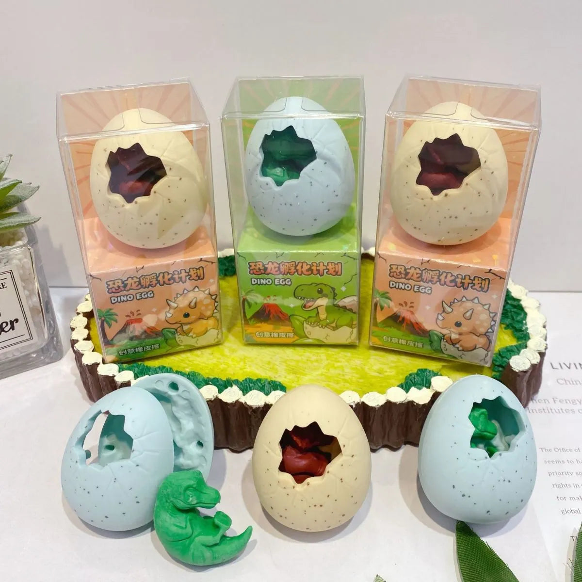 Different Colors of Dinosaur Egg Erasers - Tinyminymo