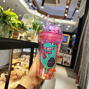 Pink Dinosaur Confetti Sipper - Tinyminymo