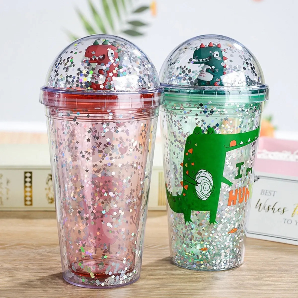 Two Confetti Sippers in Dinosaur Designs - Tinyminymo