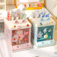 Two Cute Doll Machine Desk Organisers with Stationery Items arranged - Tinyminymo