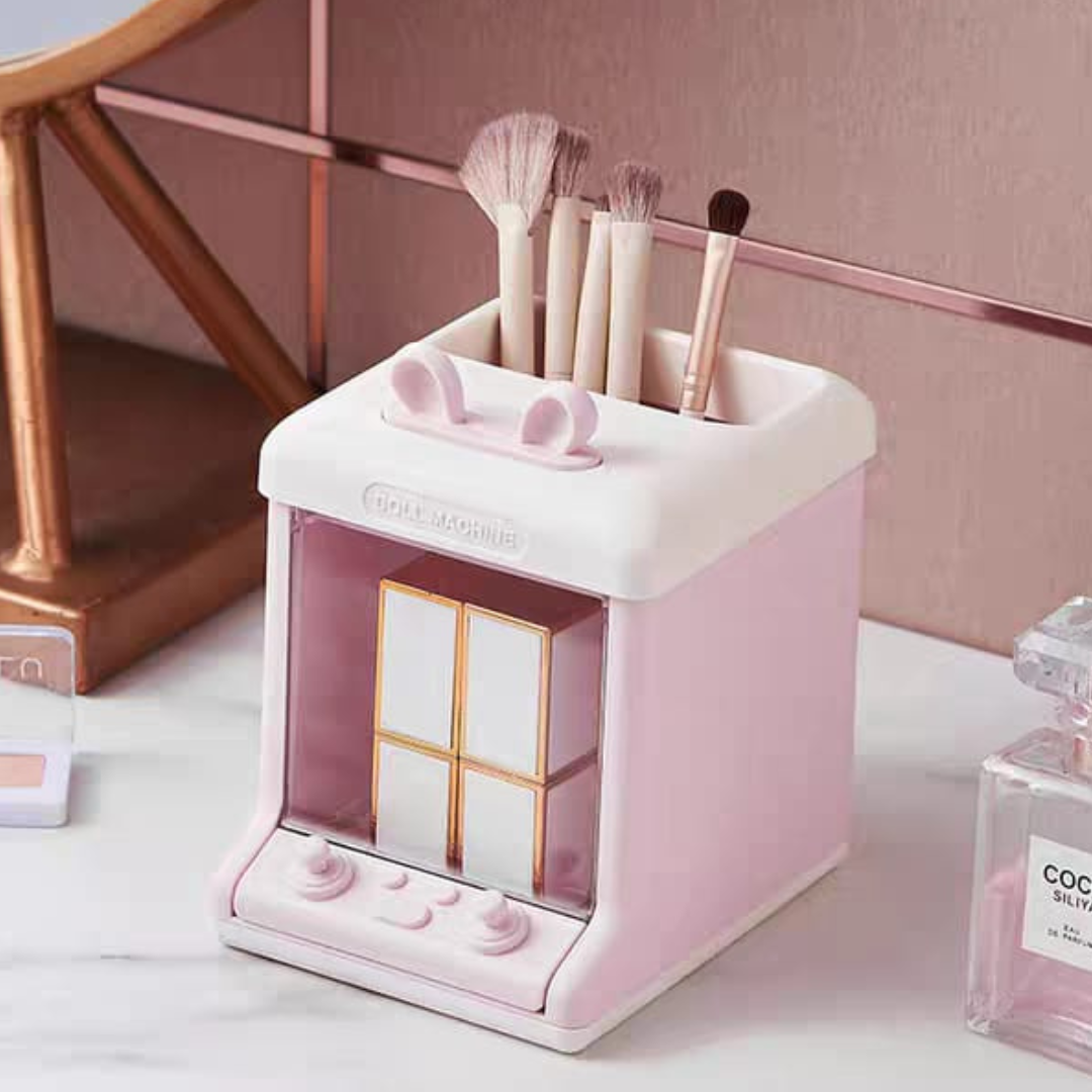 Pink Desk Organizer with Compartments for Makeup Items- Tinyminymo