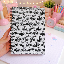 Load image into Gallery viewer, Panda Design Doodle Cover Diary held in a Hand - Tinyminymo

