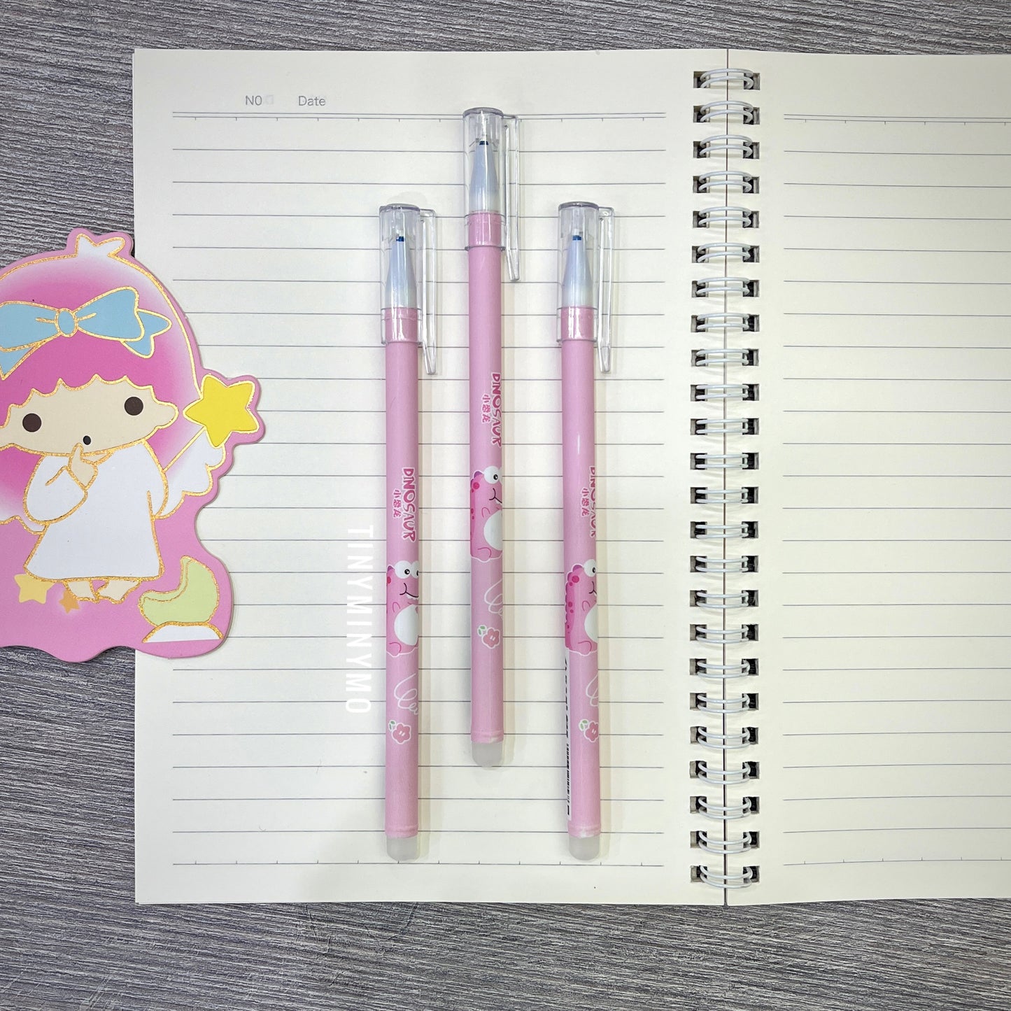 Three Pink Pens and a Sanrio Character Bookmark - Tinyminymo
