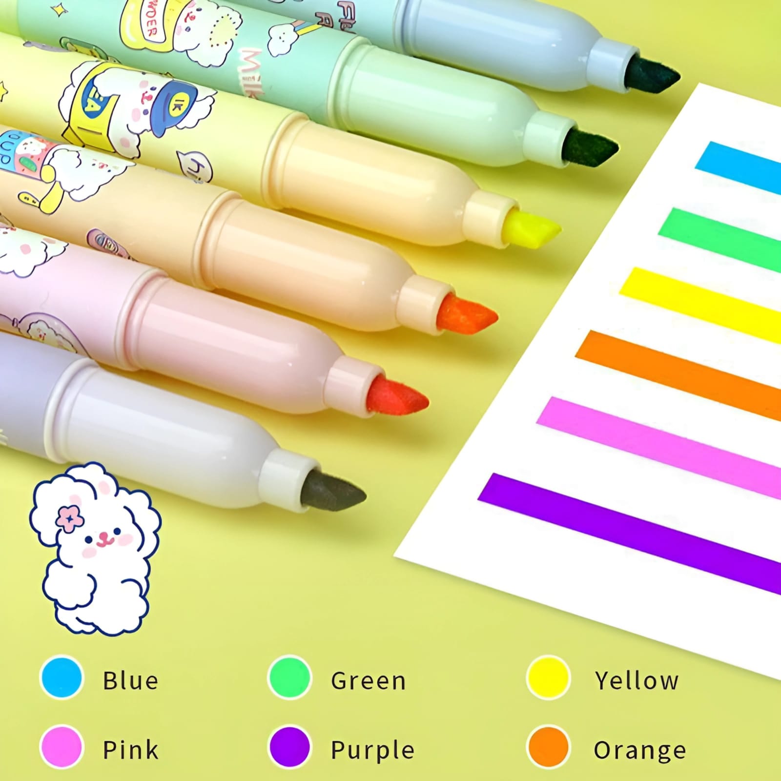 Erasable Kawaii Highlighters - Set of 6 - Tinyminymo