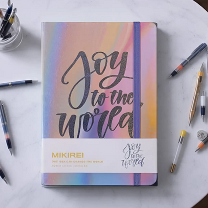 Expression Notebook with "Joy to the World" design on a White Background - Tinyminymo