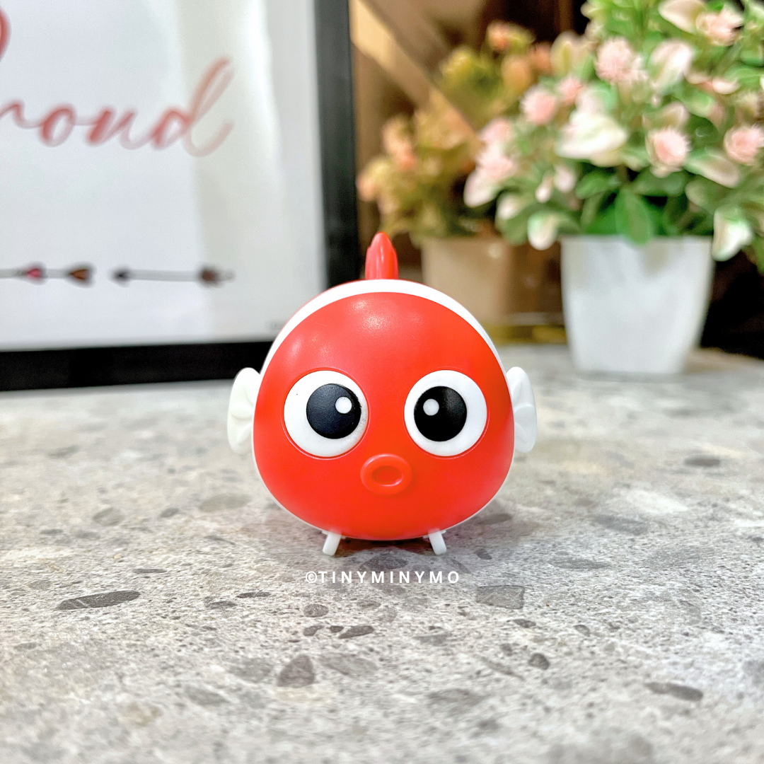 Red Fish 2 in 1 Sharpener and Eraser With Large Eyes on a Grey Surface - Tinyminymo