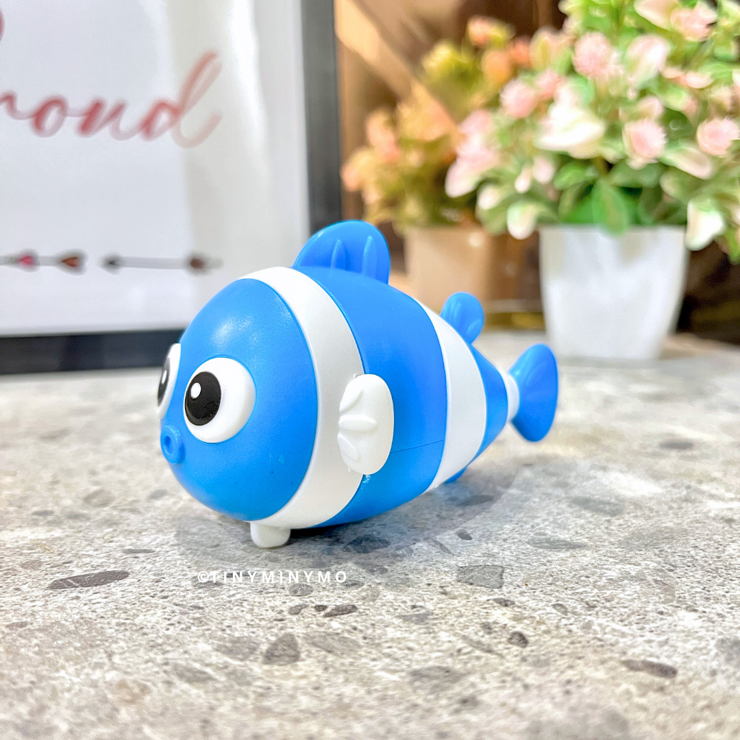 Blue and White Fish 2 in 1 Sharpener and Eraser on a Marble Surface With a Blurred Background - Tinyminymo