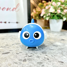 Load image into Gallery viewer, Blue Fish 2 in 1 Sharpener and Eraser With Googly Eyes on a Marble Surface - Tinyminymo
