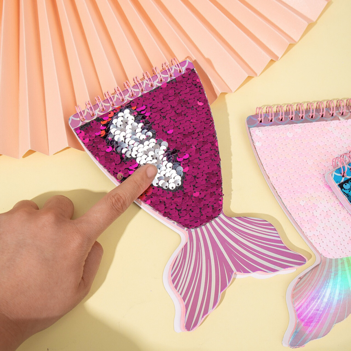 Pink Mermaid Tail Notepad with Sequin Design - Tinyminymo