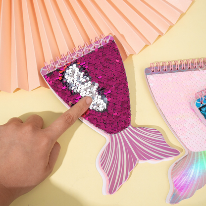 Pink Mermaid Tail Notepad with Sequin Design - Tinyminymo