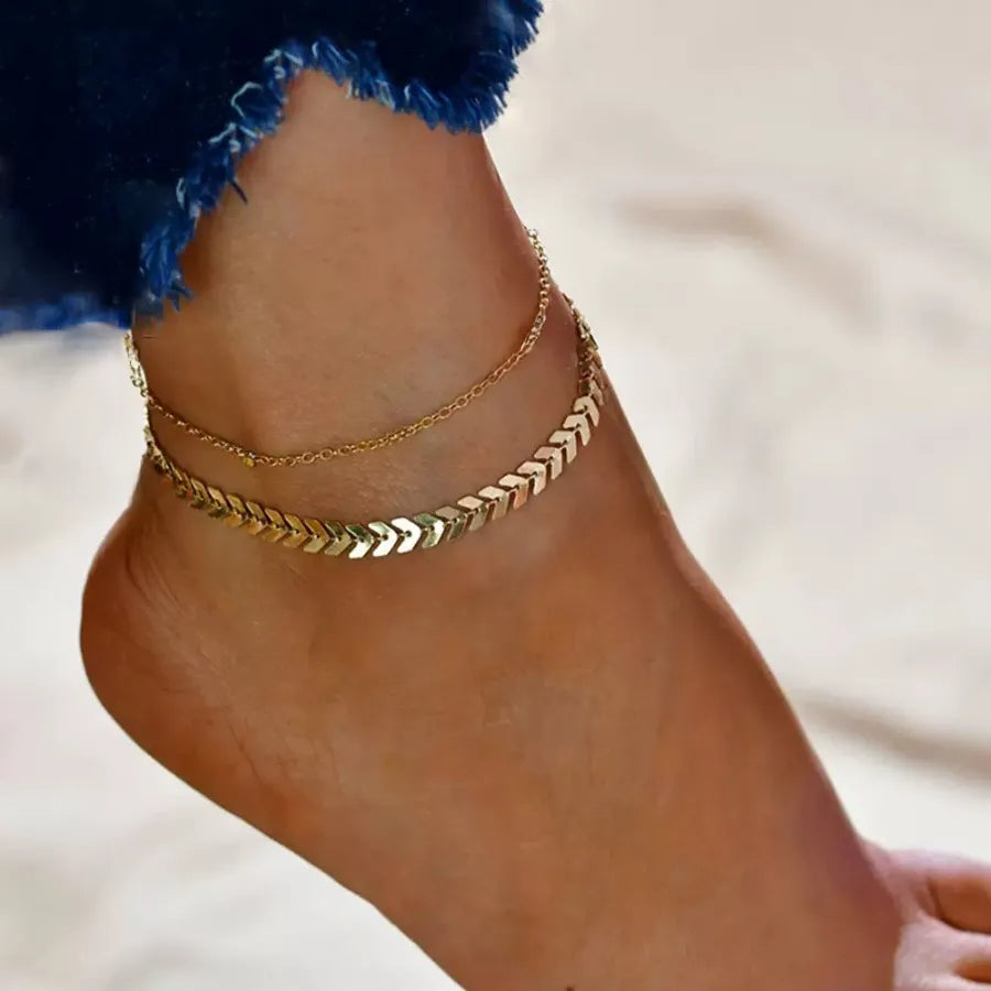 Gold Dual Layer Anklet - Tinyminymo