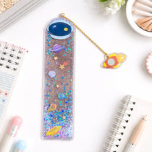 Load image into Gallery viewer, Space themed Glittery Blue Color Ruler - Tinyminymo
