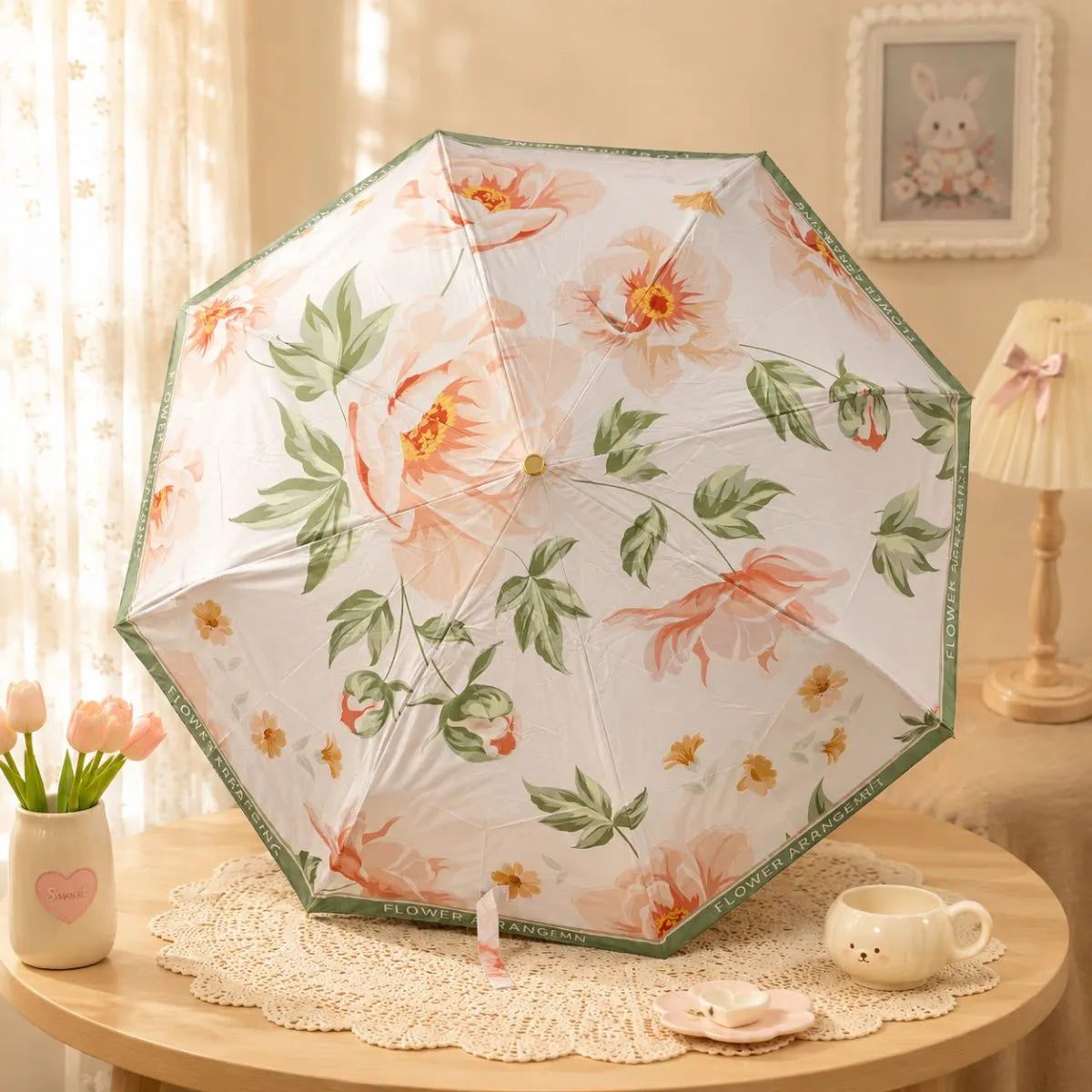 Peach Floral Umbrella - Tinyminymo