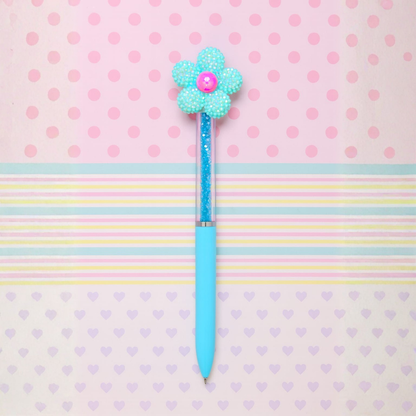 Blue Pen with a Decorative Flower Top - Tinyminymo 