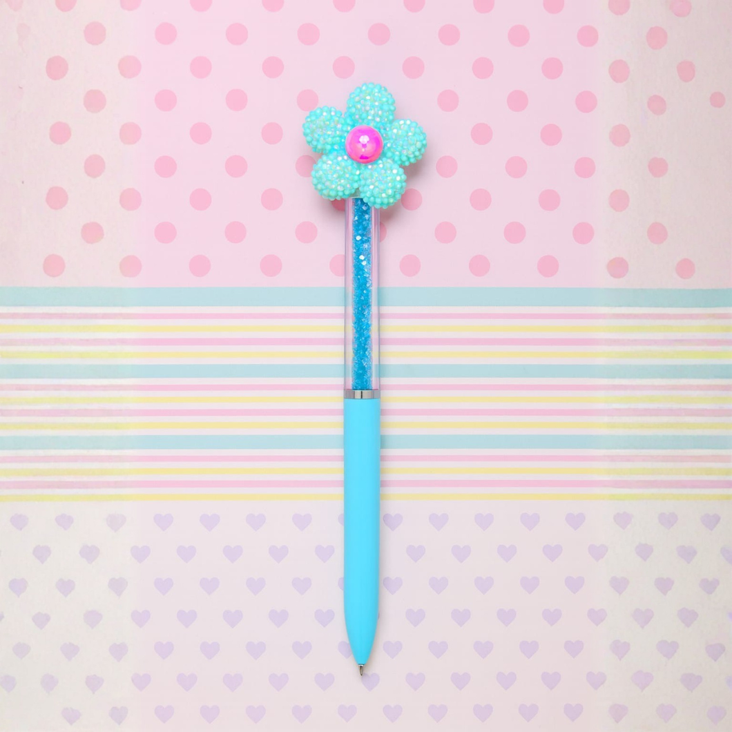 Blue Pen with a Decorative Flower Top - Tinyminymo 