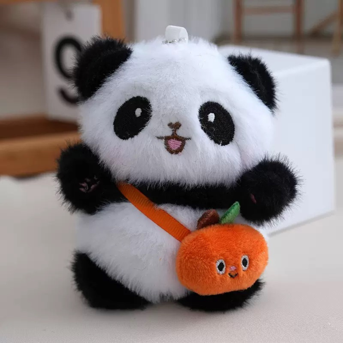 Fluffy Panda Charm with Orange - Tinyminymo