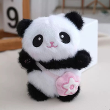 Load image into Gallery viewer, Plush Panda Keychain with Flower Design - Tinyminymo
