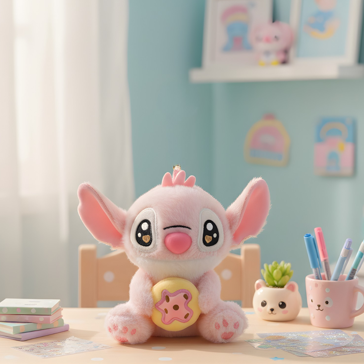 Pink Stitch with Donut Keychain - Tinyminymo