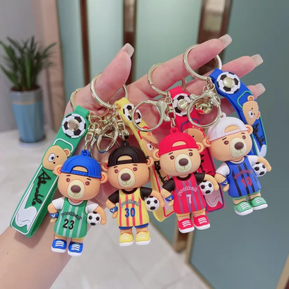 Footballer Bear 3D Keychain - Tinyminymo
