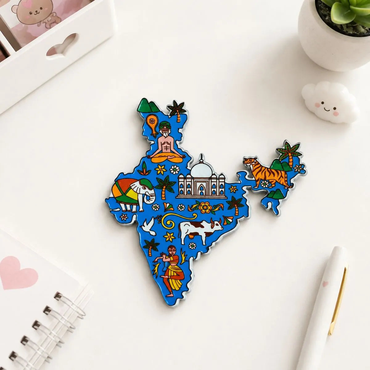 Indian Map Fridge Magnet in Blue Color - Tinyminymo