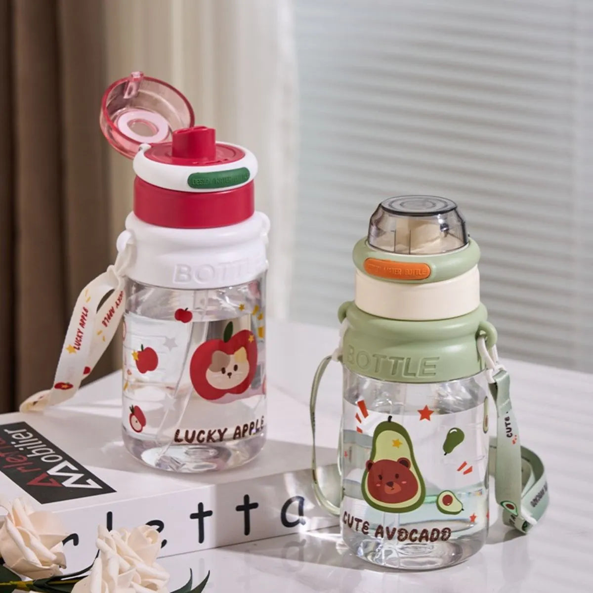 Apple and Avocado Printed Water Bottle - Tinyminymo