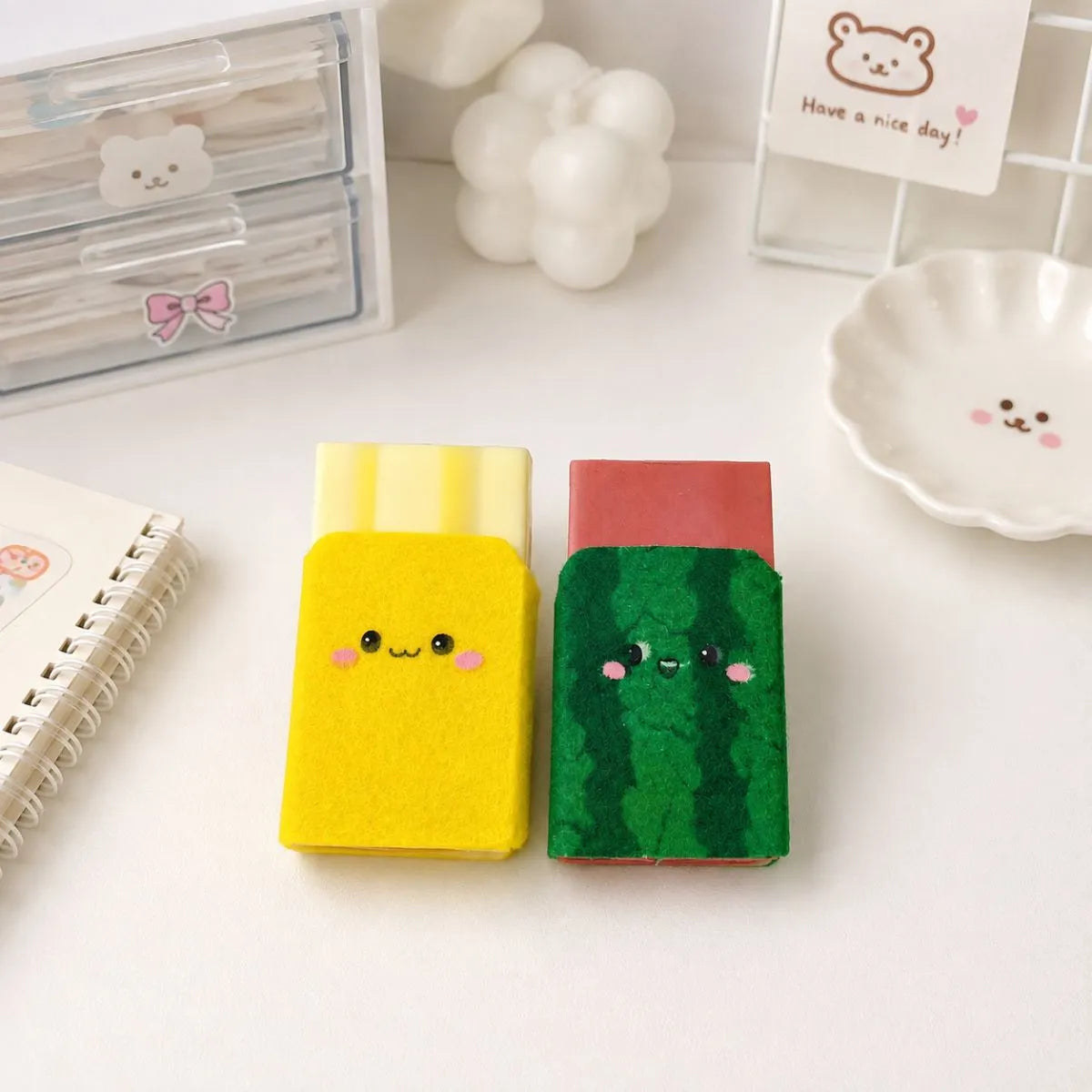 Banana and Watermelon Fragrance Erasers - Tinyminymo
