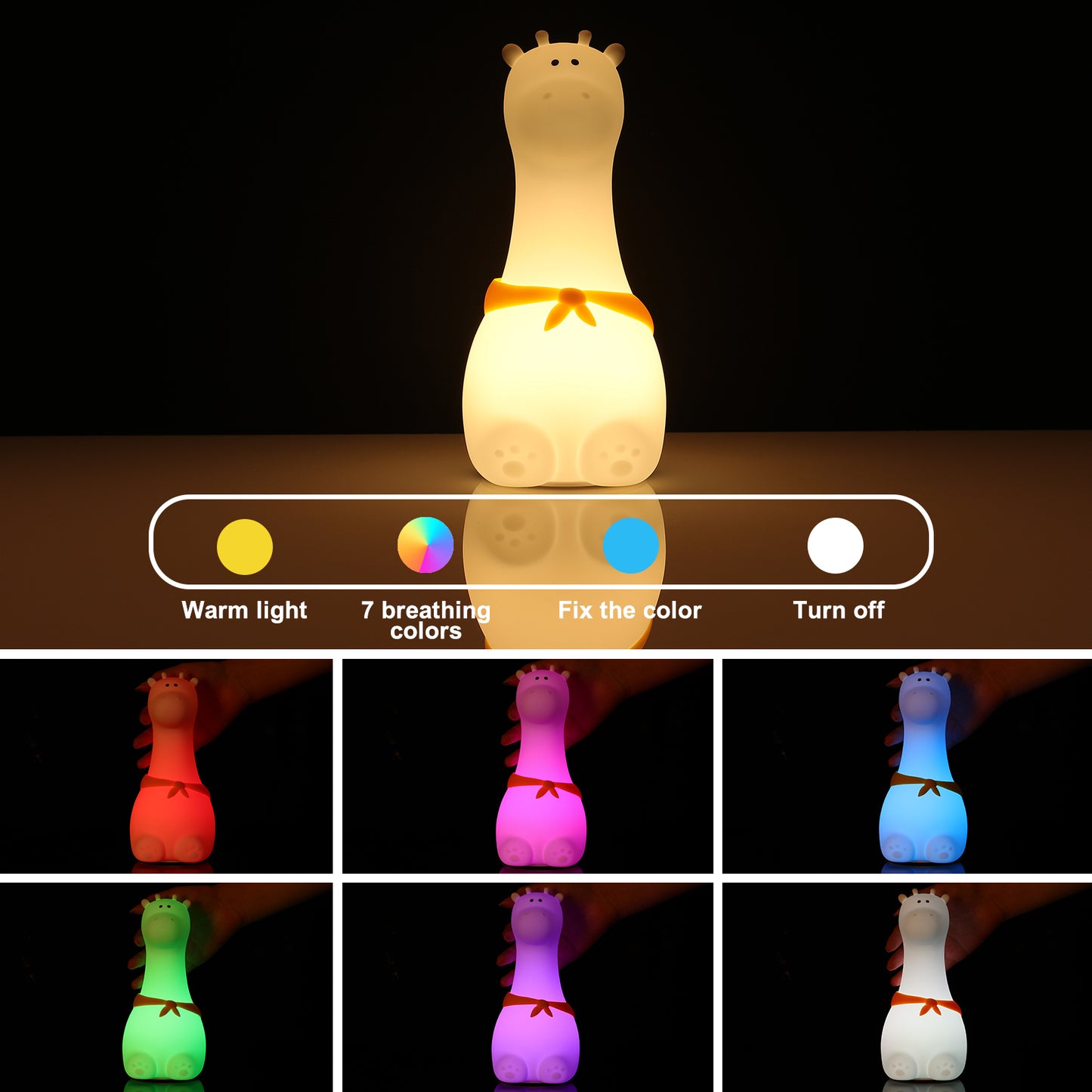 Giraffe with Scarf Silicone Night Light - Tinyminymo