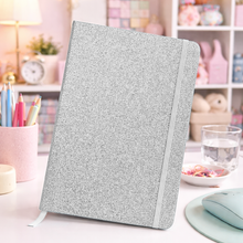 Load image into Gallery viewer, Silver Color Glitter Notebook - Tinyminymo
