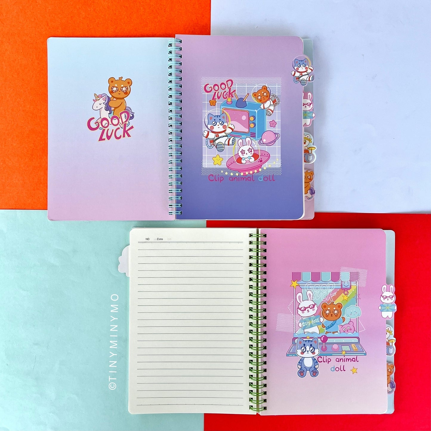 Good Luck Kawaii Animal Spiral Notebook - Tinyminymo