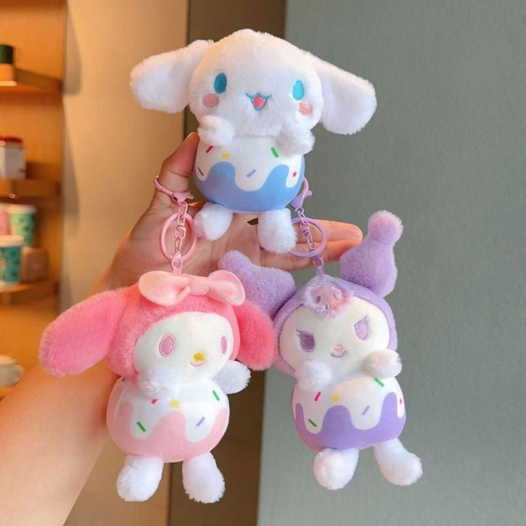 Three colorful Plush Keychains in Sanrio Characters - Tinyminymo 