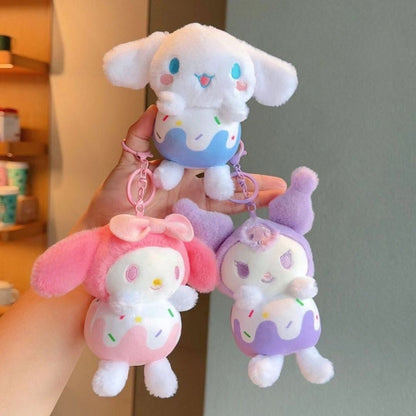 Three colorful Plush Keychains in Sanrio Characters - Tinyminymo 