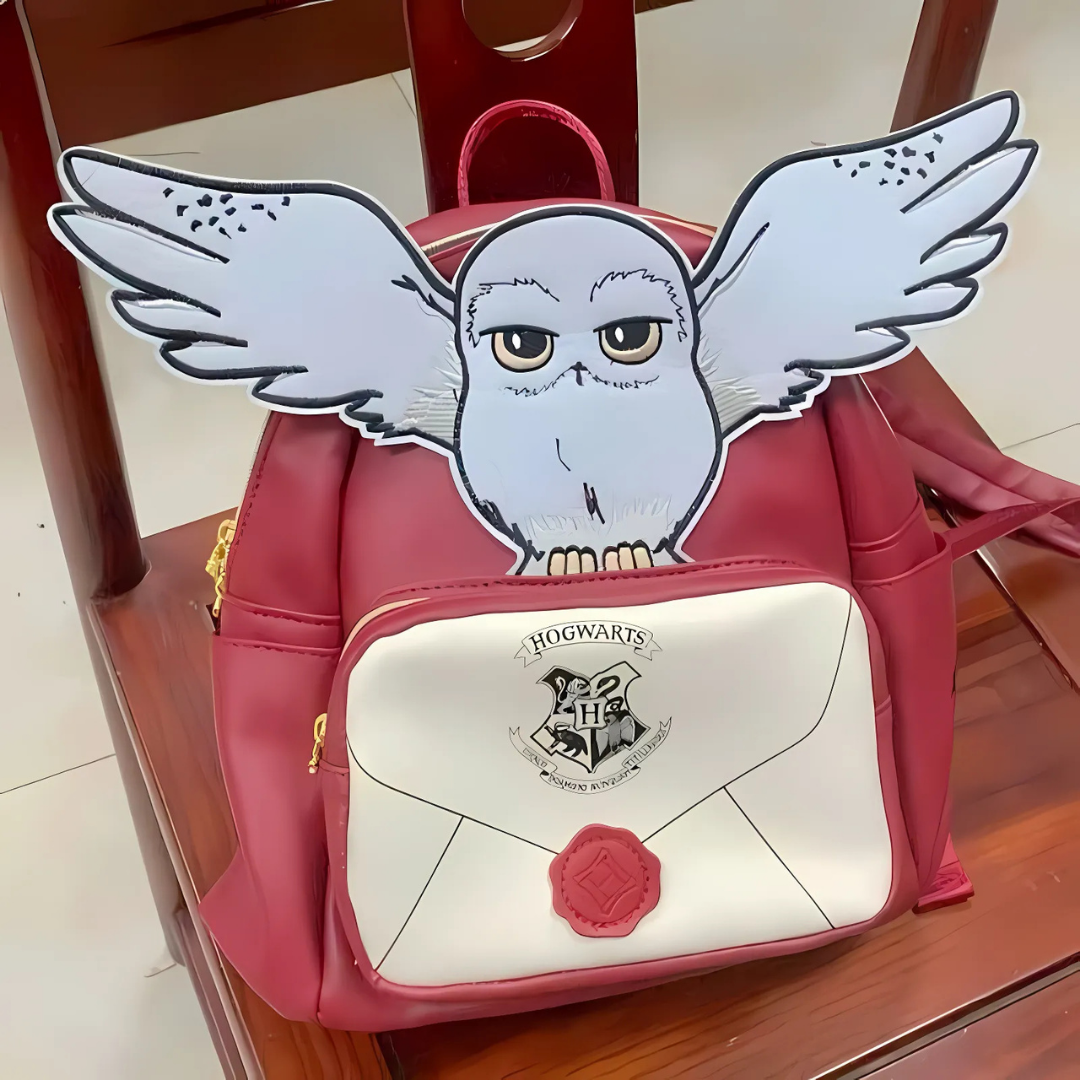 Harry Potter's Hedwig Owl Design and Hogwarts Crest on a Wooden Chair - Tinyminymo