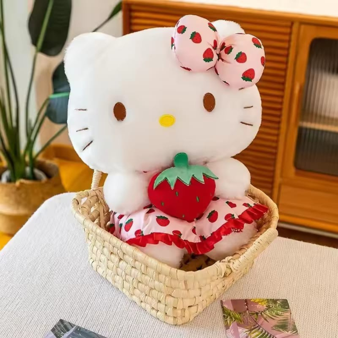 Hello Kitty with Strawberry Plush Toy in Basket - Tinyminymo