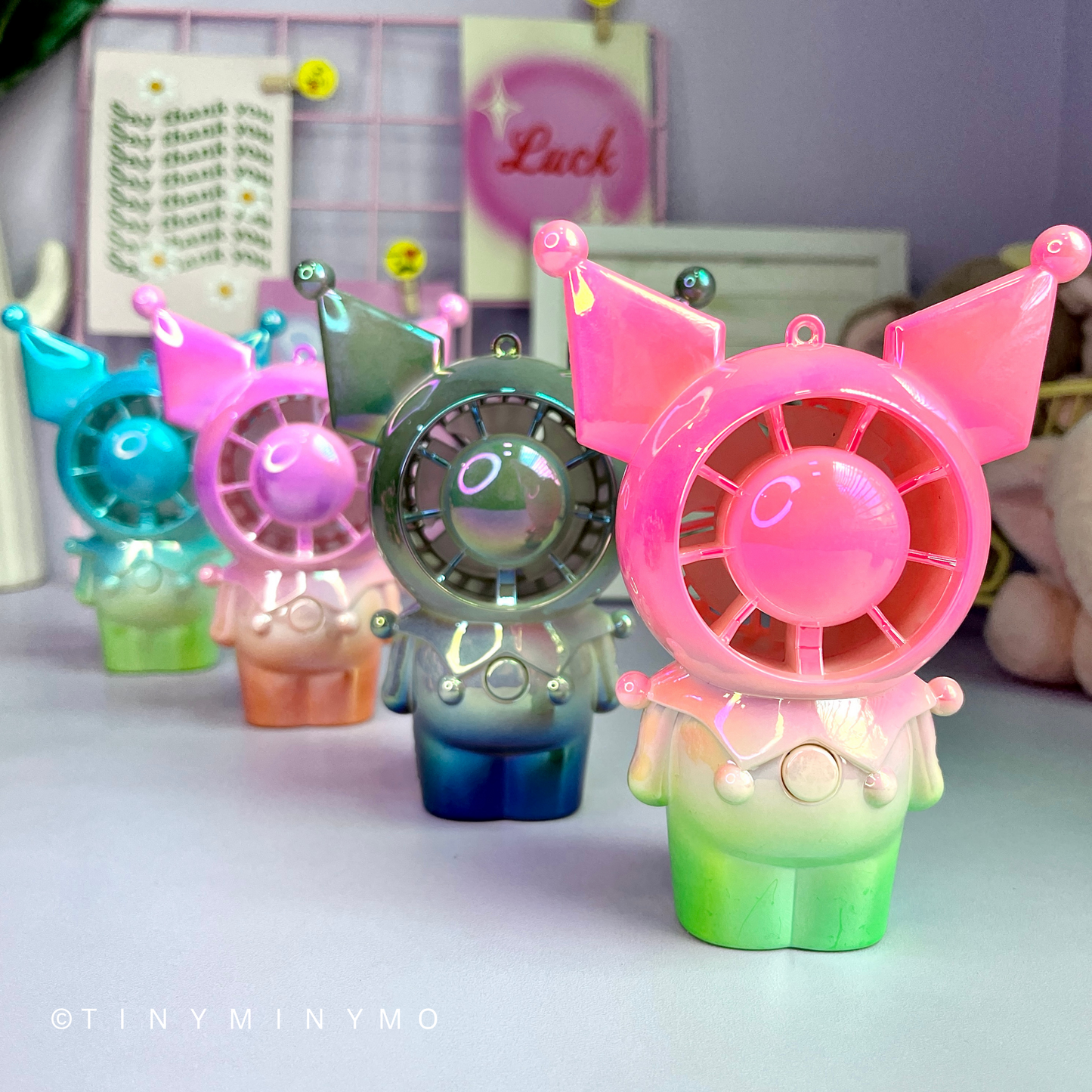 Holographic Kuromi Hand Fan Keychain - Tinyminymo
