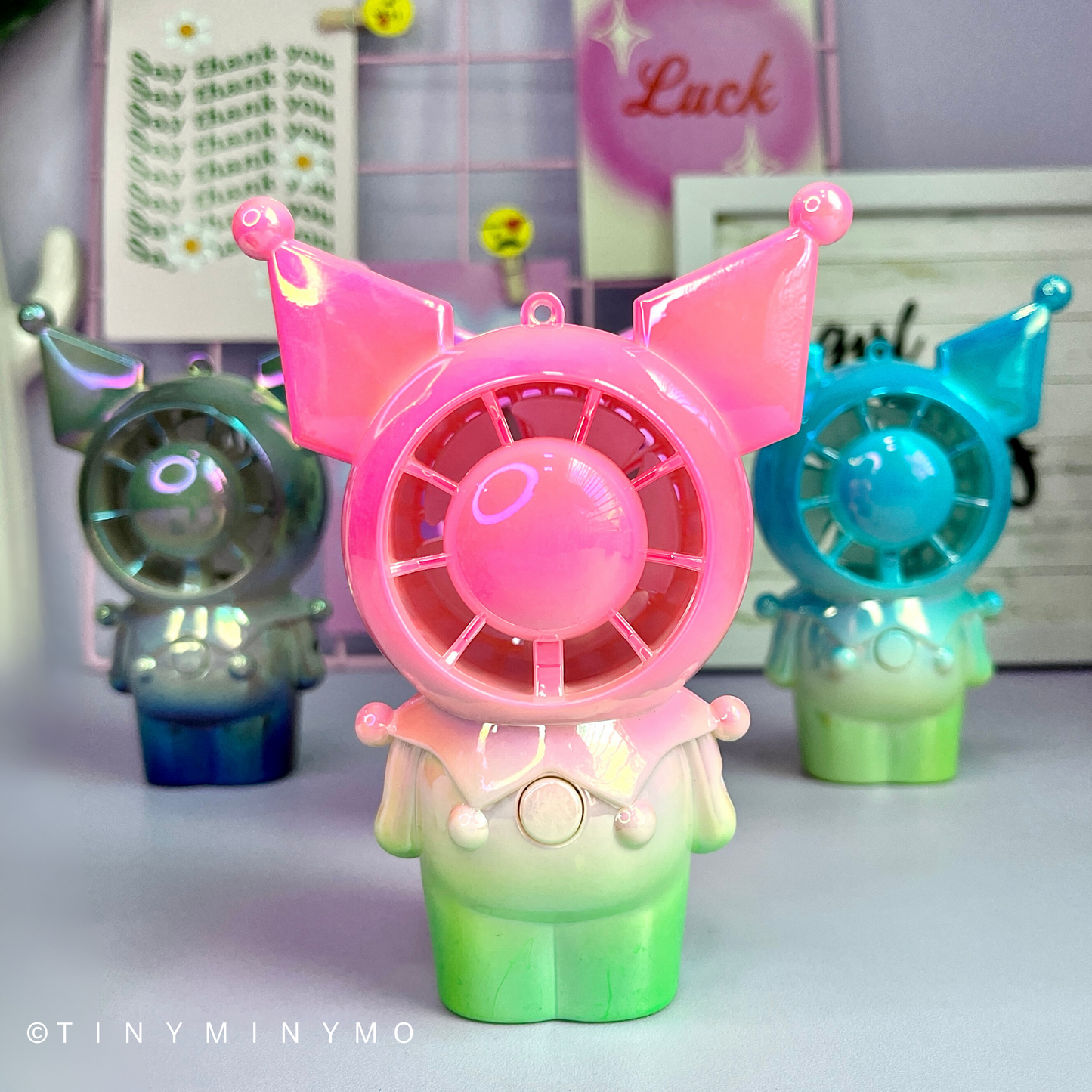 Holographic Kuromi Hand Fan Keychain - Tinyminymo