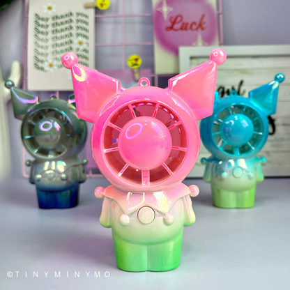 Holographic Kuromi Hand Fan Keychain - Tinyminymo
