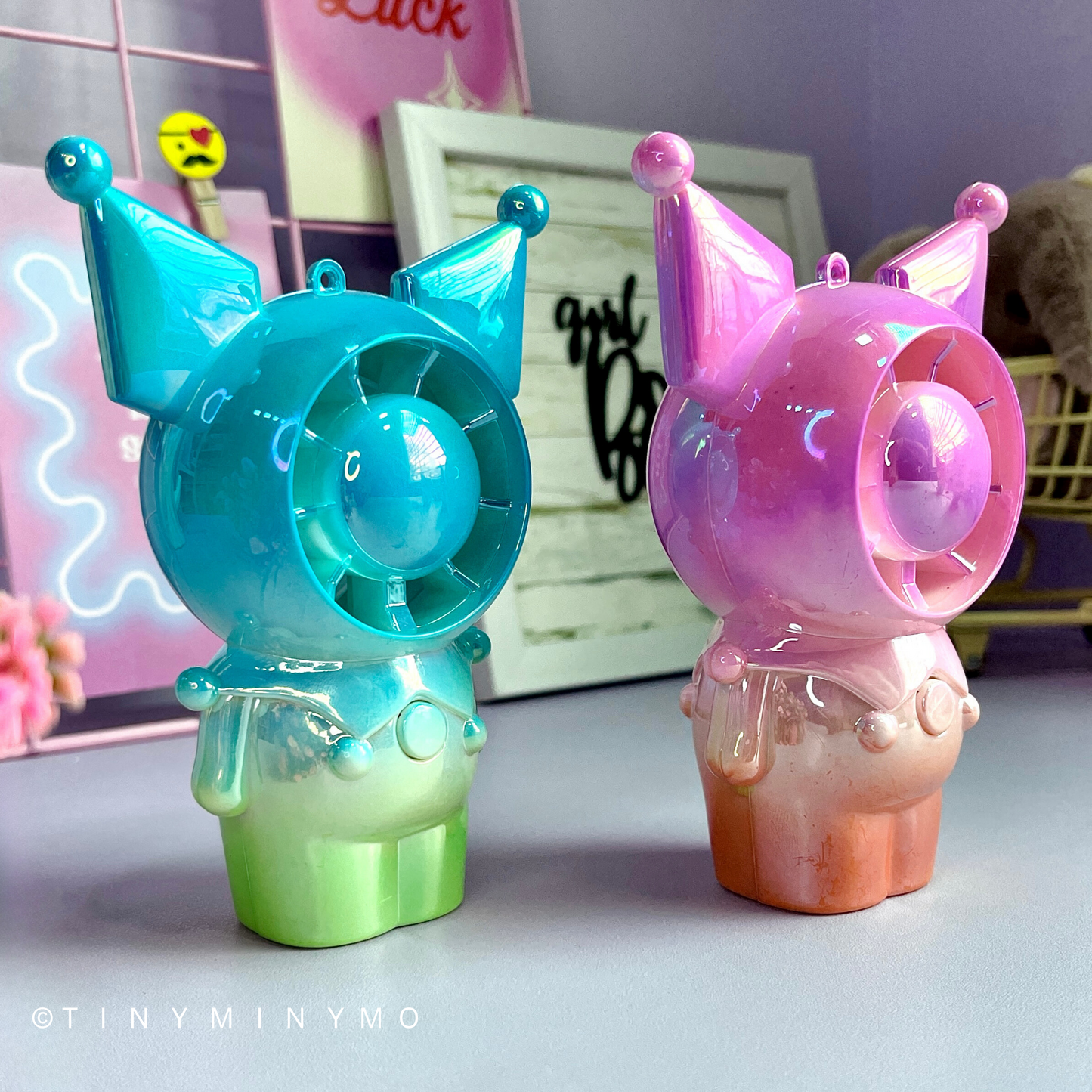Holographic Kuromi Hand Fan Keychain - Tinyminymo