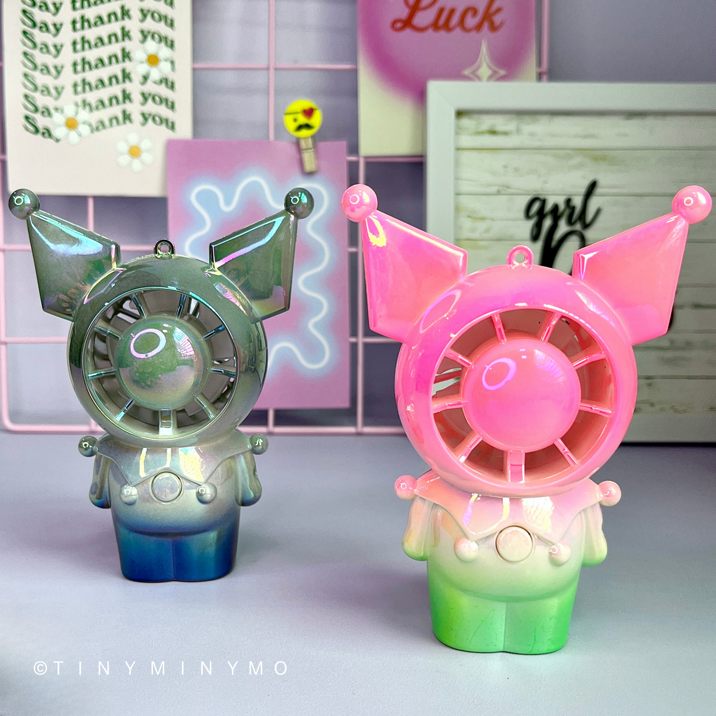Holographic Kuromi Hand Fan Keychain - Tinyminymo
