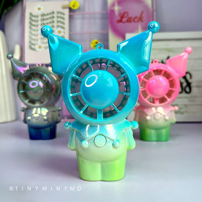 Holographic Kuromi Hand Fan Keychain - Tinyminymo