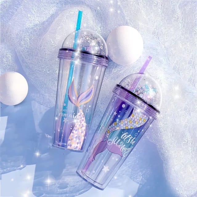 Holographic Mermaid LED Sipper with Straw - Tinyminymo
