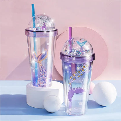 Holographic Mermaid LED Sipper with Straw - Tinyminymo