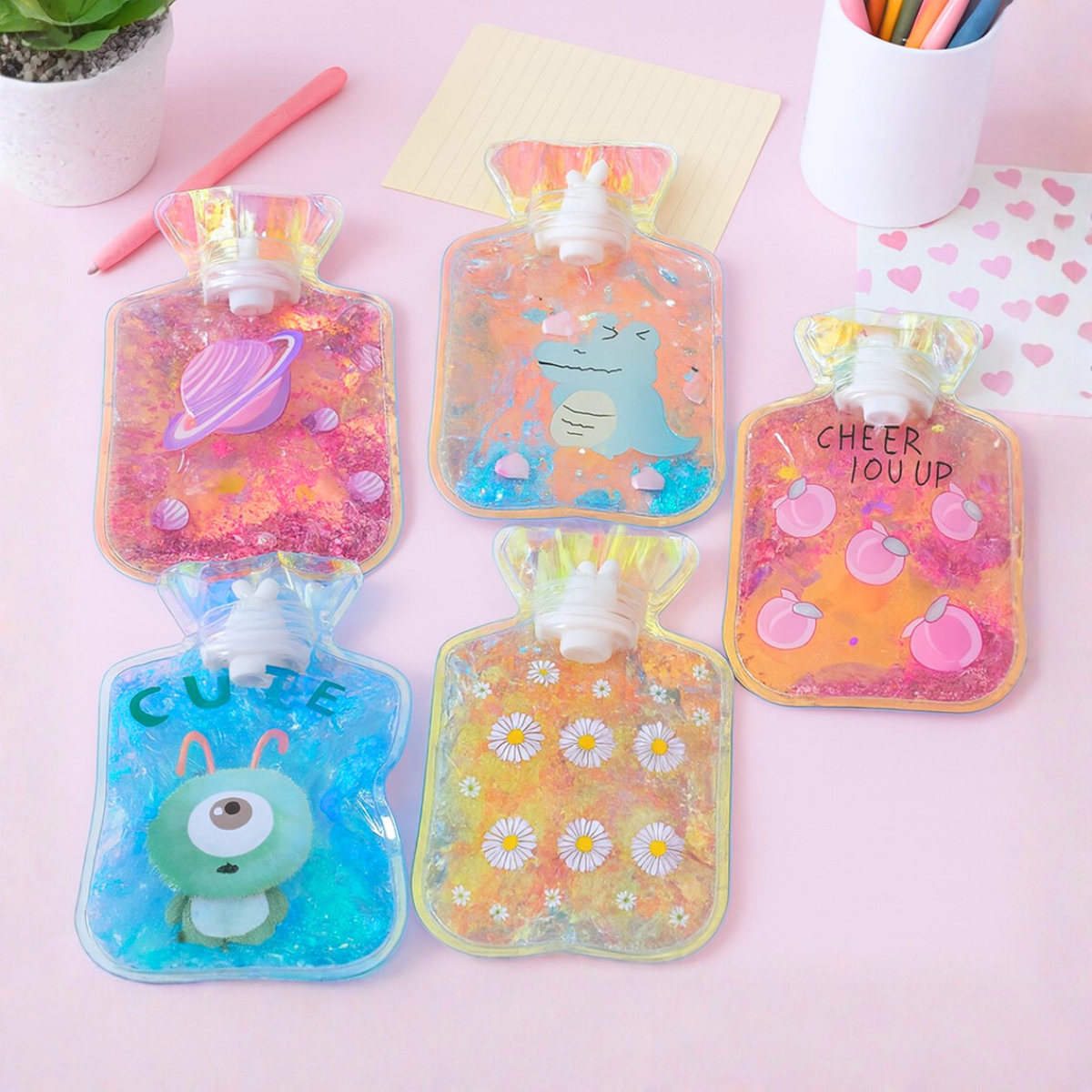 Five Holographic Mini Hot Water Bags - Tinyminymo