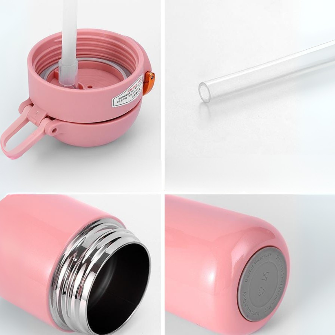 Insulated Metallic Travel Bottle showcasing 4 Features - Tinyminymo