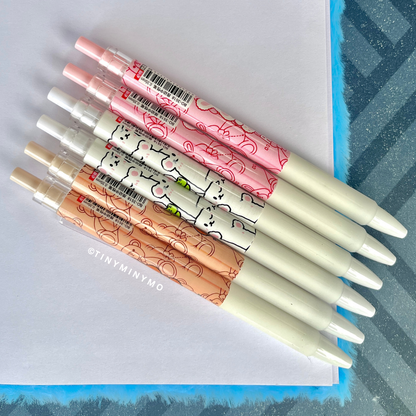 Six Kawaii Animal Gel Pens Placed on a Blank Page Diary – Tinyminymo