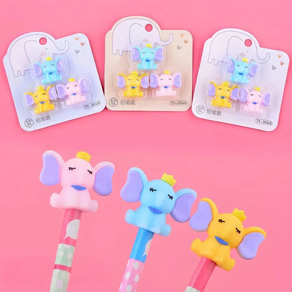 Three Pack of Pencil Toppers in Elephant Shape - Tinyminymo