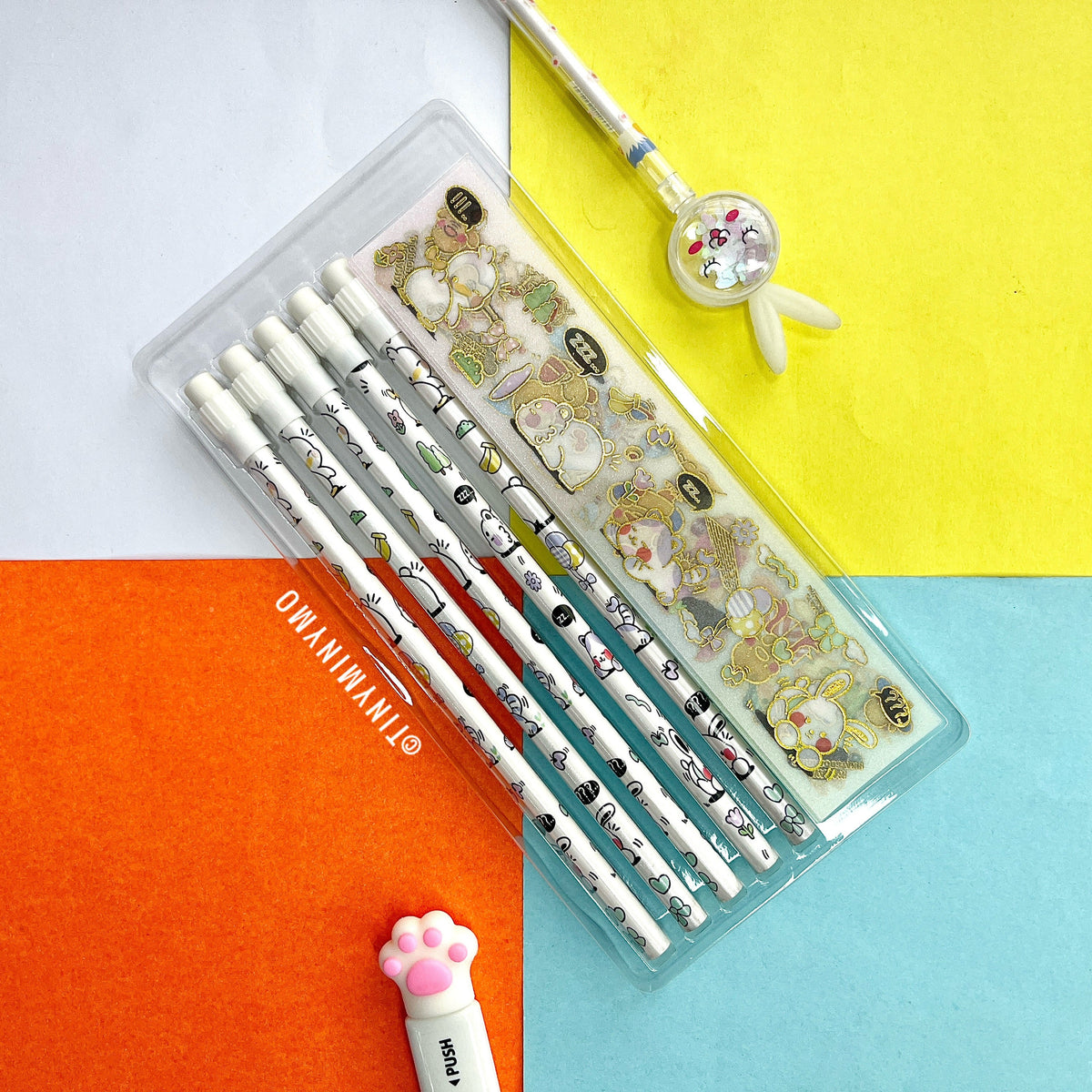 Kawaii Animal Pencil and Sticker Set - Tinyminymo