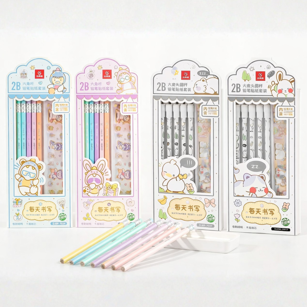 Two Variants of Kawaii Animal Pencil and Sticker Set- - Tinyminymo