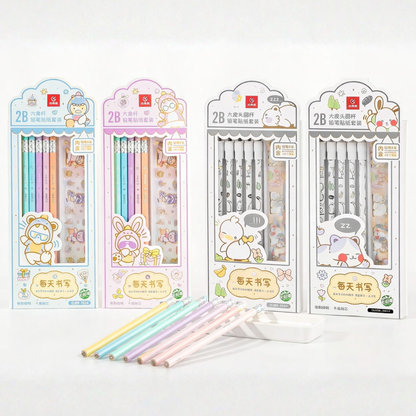 Two Variants of Kawaii Animal Pencil and Sticker Set- - Tinyminymo