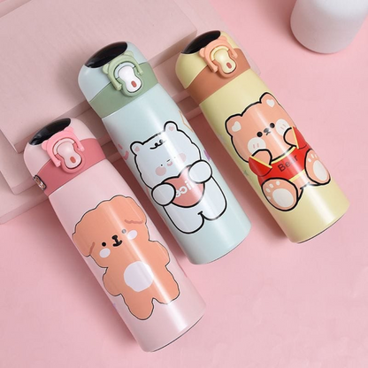 Kawaii Animal Temperature Display Sipper Bottle - Tinyminymo